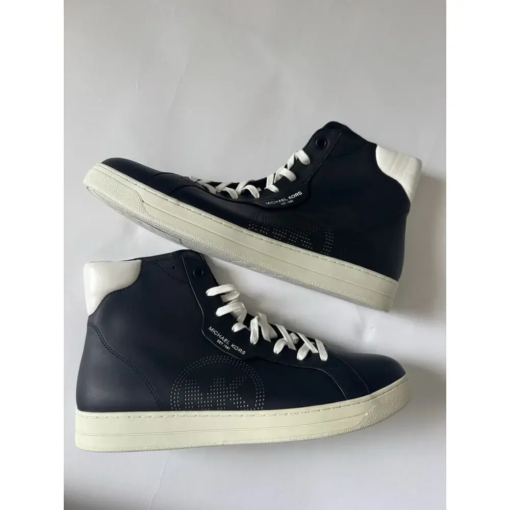 Michael Kors Keating High Top Sneakers Size 11.5 Optic White/Black - Leather New